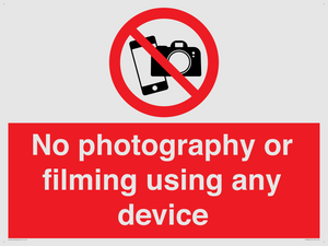 No photography or filming using any device